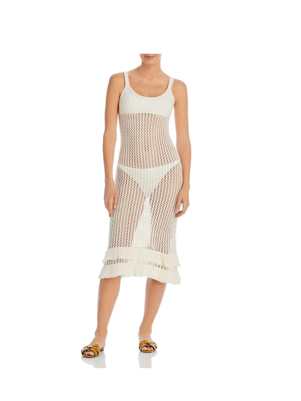 Capittana Womens Crochet Midi beach Dress Swim Cover Up White Size XS/S - Picture 3 of 6